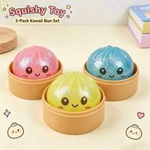 1pc Interesting Steamed Bun Squeezing Toy, Handmade Soft Design With Slow Rebound And Sticky, Suitable As Office, Christmas, Halloween, Easter And Birthday Gift, A Fun Squeezing And Sticking Game - Multicolor - View 5