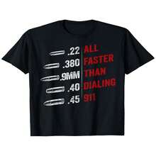 Camiseta exclusiva para el Día de la Independencia y el Día del Padre con dise?o divertido de derechos de armas: camiseta con gráfico humorístico de bala y marcador, dise?o de calibre .22 LR, camiseta negra holgada y transpirable, unisex, top casual de manga corta con cuello redondo, estilo retro, cuello redondo, ligeramente elástica, perfecta para adultos. - Negro - Ver 1