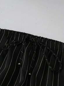 Pantalones anchos y largos sueltos de moda para mujeres de talla grande - Blanco y Negro - Ver 5
