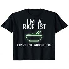 Camiseta exclusiva para el Día de la Independencia y el Día del Padre con estampado decorativo de temática arrocera, camiseta estilo filipino "Soy un amante del arroz", corte holgado, nueva camiseta unisex de manga corta, informal y cómoda, 100% algodón puro, tallas S-XXXL. - Negro - Ver 1