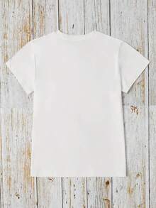 Camiseta casual para mujer con diseño sencillo, cuello redondo, mangas cortas, tela ligeramente elástica, estilo regular, cómoda para todas las estaciones, camiseta holgada y ligera para mujer, camiseta de verano para mujer, elegante y práctica camiseta de verano para mujer. - Blanco - Ver 3