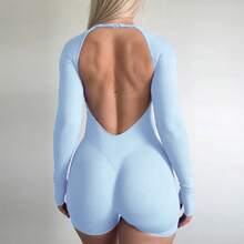 Women's All-In-One Sports Jumpsuit: Backless, Butt-Lifting And Ultra-Stretch - 酒紅色 - 查看 3