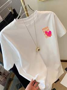 This Printed Short-Sleeved T-Shirt Features Designs On The Front And Back, Making It A Fashionable Summer Option You'll Love Even More. Please Show Some Extra Love To This Casual Women's Short-Sleeved Crew Neck T-Shirt – Made Of Polyester And Spandex Fabric, It's Comfortable And Stretchy, A Classic Design. - 白色1 - 查看 2