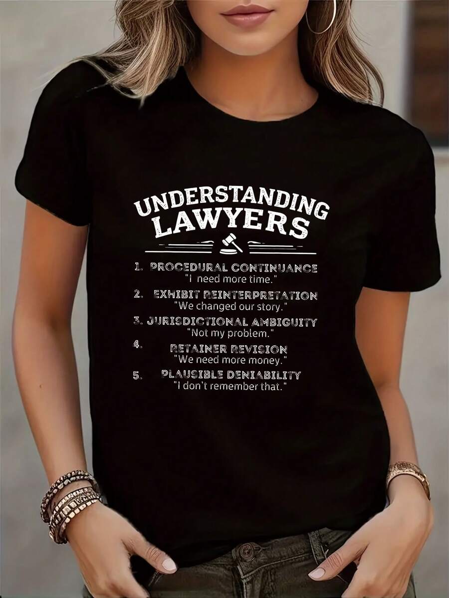 Women's Printed T-Shirt, Casual Round Neck, Short-Sleeved Top With Geometric Print, Machine Washable, The Perfect Choice For Spring And Summer - 黑色 - 查看 1