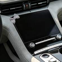 Pegatina decorativa para coche con lazo rosa completamente cubierto de rhinestones, accesorio pequeño y brillante de estilo femenino y elegante para la pantalla de navegación y la consola central - lazo de pedrería - Ver 6