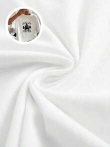 1 Beautiful Women's Blouse, Women's Clothing Sets, 180G Black And White T-Shirt With JAJA ME MARIE Print, High Quality, Printed, Round Neck, Basic Loose Fit, Breathable, Machine Washable, Comfortable Size S~3XL, Casual Daily Essential For Summer Sports. Lightweight And Breathable - 白色的 - 查看 7