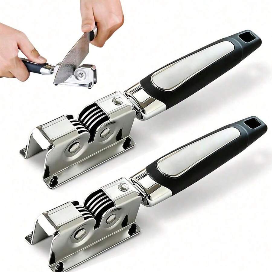 Knife Sharpener,Kitchen Knife Sharpeners,Rotating Steel Wheel Sharpening Discs,Manual Knife Sharpening Tool For Kitchen,Home - Multicolor - View 1