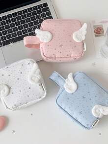 1 PC Angel Hand-Held Makeup Bag, Student High-Value Sanitary Pad Storage Bag, Hand In Hand Carrying Lipstick Bag - Multicolor - View 10