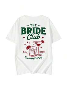 Camiseta de manga corta para mujer con estampado retro "My Bride Era", camiseta holgada con diseño estético para despedida de soltera, top casual de cuello redondo adecuado para bodas, fiestas nupciales, vacaciones de verano, ropa de calle, regalo nupcial, color blanco. - Blanco - Ver 2