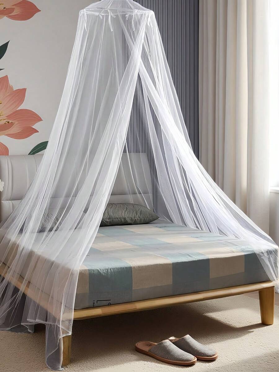 1pc White Household 4-Door Mosquito Net, Summer Anti-Mosquito Netting, Bedding For Double Bed - Single White - View 1
