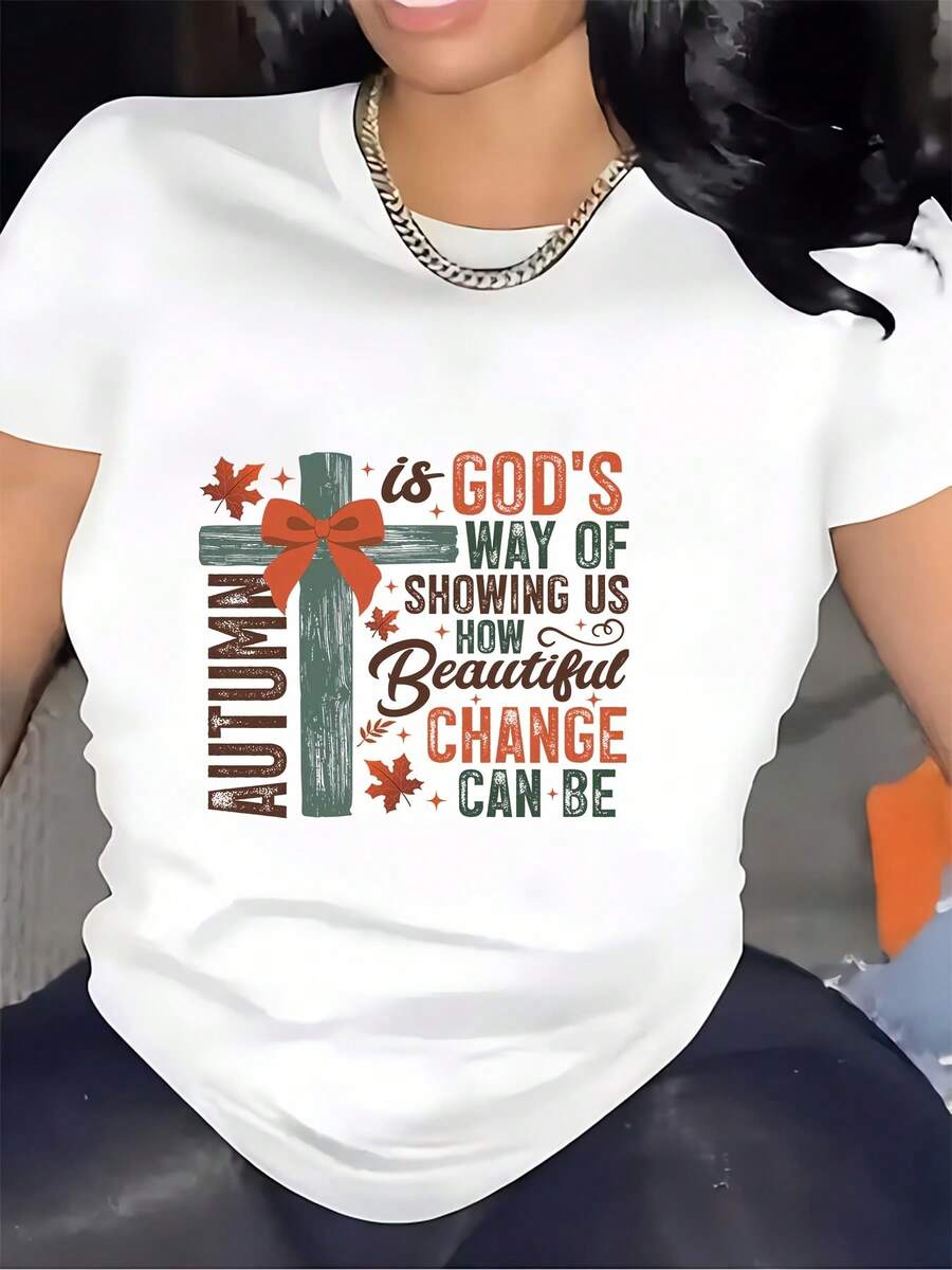 La belleza del otoño: un regalo de Dios - Camiseta cómoda de 180G, ideal para reuniones familiares y regalos de Acción de Gracias. - Blanco - Ver 1
