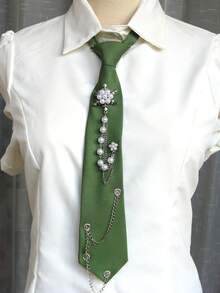 1pc Snowflake Chain Tie-Free Necktie, Casual Business Party Gift, Daily Preppy Street Style - Multicolor - View 16