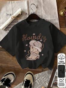 Classic Solid 100% Cotton Women T-Shirt Summer Must-Have - 黑色 - 查看 1