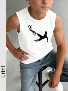 Áo tank top cổ tròn không tay dành cho nam sinh và học sinh tuổi teen, mát mẻ và thời trang, thích hợp cho mùa xuân/hè. - trắng - Xem 2