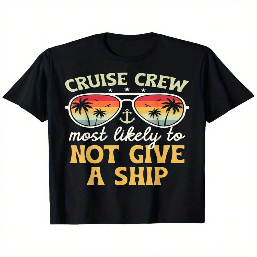Divertidas camisetas para vacaciones en crucero con decoraciones exclusivas del Día de la Independencia y el Día del Padre - Lo más probable es que no te preocupes por el barco - Camisetas gráficas a juego para la familia del crucero 2025 - Frases divertidas sobre cruceros - Camisetas con dise?os de la tripulación del crucero - Suaves y transpirables 100% - Aptas para hombres y mujeres - Atuendo para fiestas de crucero - Tallas S-XXXL - Negro - Ver 1