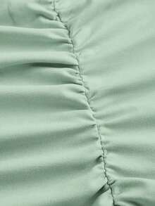 Vestido de fiesta largo hasta el suelo, sin mangas, con drapeado asimétrico y cola de pez, de unicolor para mujer - verde menta - Ver 4