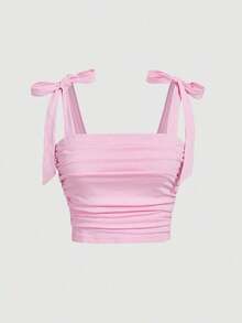 Top azul con hombros descubiertos y drapeado - Rosa Pálido - Ver 2