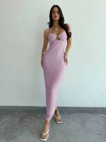 YHHFirerie Vestido de fiesta elegante con cuello drapeado sin mangas, ajustado y fruncido, con tela de textura color albaricoque, estilizante y favorecedora, apto para vacaciones, regreso a clases, citas, vestidos bohemios mini para mujeres, estilo hada, elegante, sexy, sofisticado y romántico, diseño nuevo, perfecto para bodas de verano, festivales de música, fiestas, uso diario, vacaciones, vestido midi con tirantes finos, espalda descubierta y tirantes de amarre con textura. YHH - Púrpura malva - Ver 4