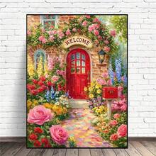 1 buah Kit Seni Berlian DIY, Pola Bunga, Kit Kerajinan Seni Mosaik Berlian Bulat, Cocok Untuk Pemula, Dekorasi Dinding Rumah, Hadiah Unik, Tanpa Bingkai - Tanpa Bingkai - View 3