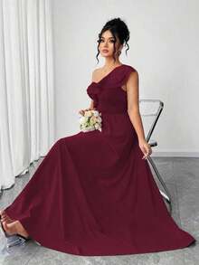Vestido de mujer de talla grande con volantes, tirantes de espagueti y unicolor, adecuado para volver al colegio, graduación, San Valentín, festival de música, Día de la Madre, Halloween, Acción de Gracias, Pascua, Baile de graduación, cita, tempo - Burdeos - Ver 4