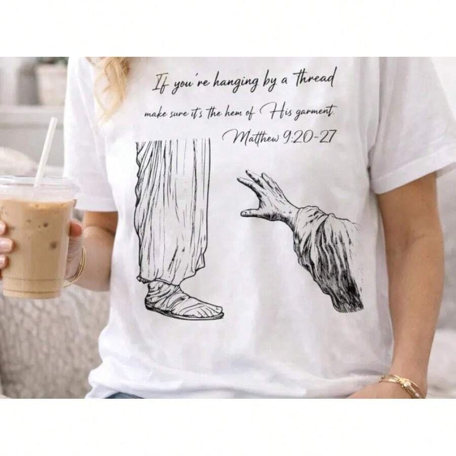 Camiseta Cristiana con la Mano de Jesús Extensible| Camiseta con Diseño Gráfico Religioso| Camiseta religiosa| Ropa Cristiana Bíblica - Blanco - Ver 1
