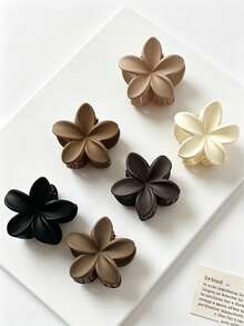 6pcs/Set Pinzas para el cabello de flor de huevo mate de 4cm, tonos de colores suaves y apagados, textura mate suave y delicada para el cabello, tamaño compacto adecuado para varios peinados. Diseñadas especialmente para mujeres con cabello fino y delgado, diseño de peine resistente que sujeta fácilmente el peinado medio, los cabellos sueltos y la coleta baja para un estilo relajado coreano, accesorios de verano para vacaciones, pinzas de garra - Multicolor - Ver 4