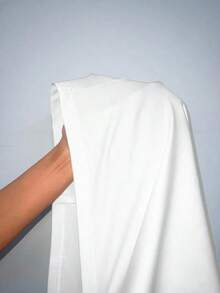 Lady Vestido elegante ajustado con cuello en V a rayas, manga corta y bajo con abertura para mujer en verano - Blanco y Negro - Ver 7