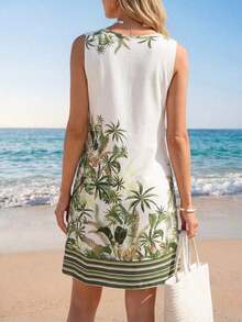 Vestido de verano casual con estampado tropical para vacaciones de mujer - Multicolor 13 - Ver 2