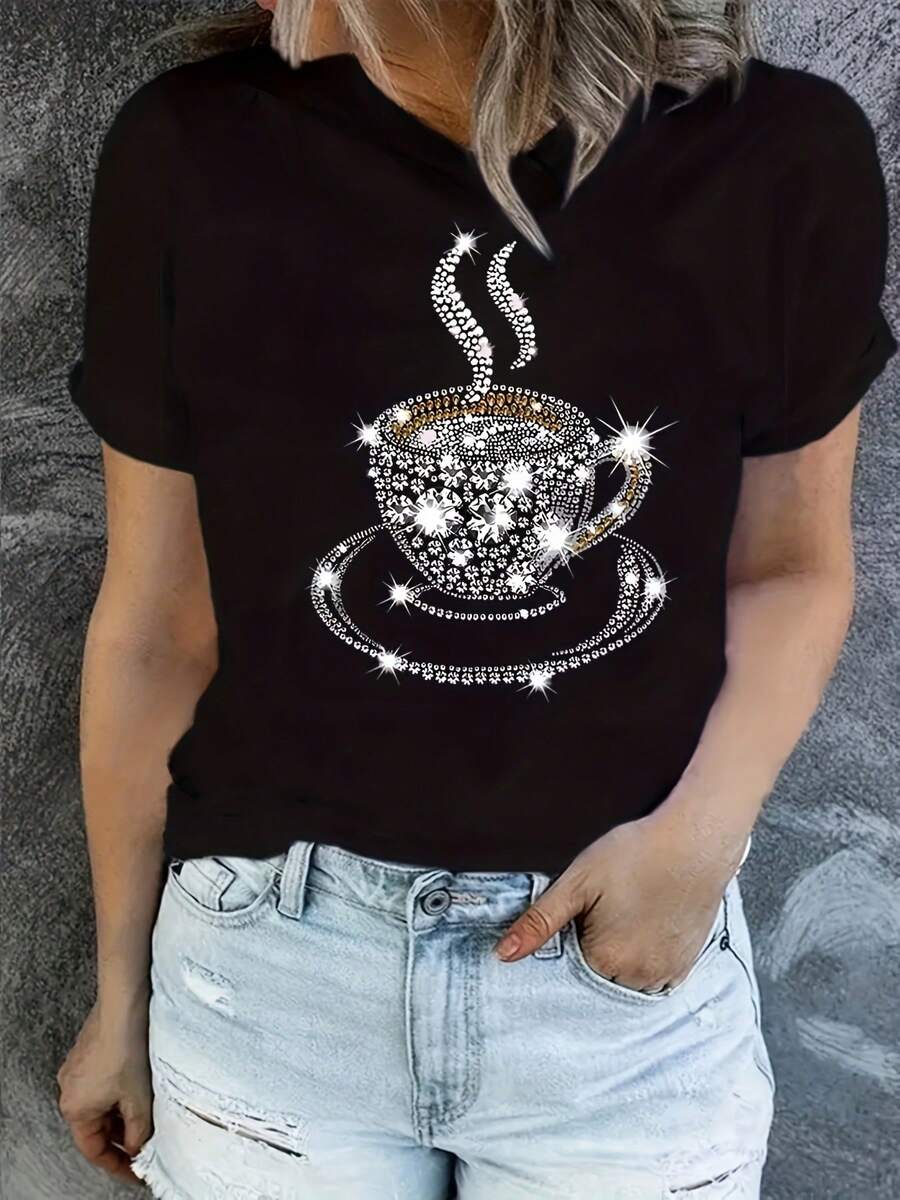 Camiseta de mujer para primavera y verano - Negro - Ver 1