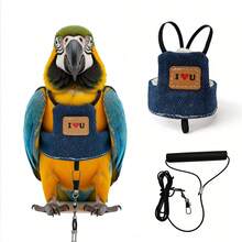1 Set Arnés y Correa para Loro, Cuerda de Sujeción para Caminar y Volar de Pájaro, Arnés para Periquito Cacatúa Cacatua - Ver 6