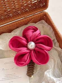 1PC Summer Atmosphere Long Telephone Cord Hair Tie With Large Flowers, Ponytail Straight Strand Rope Elegant New High-End Braiding Accessory - Multicolor - View 10