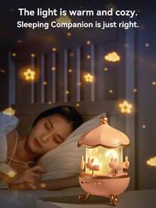 1pc OneFire Music Box Star Projector Night Light, RGB Ambient Lamp, Comes With 6 Projection Slides And Bluetooth Speaker, Creative Gift For Children And Girls Bedroom Decor - View 11
