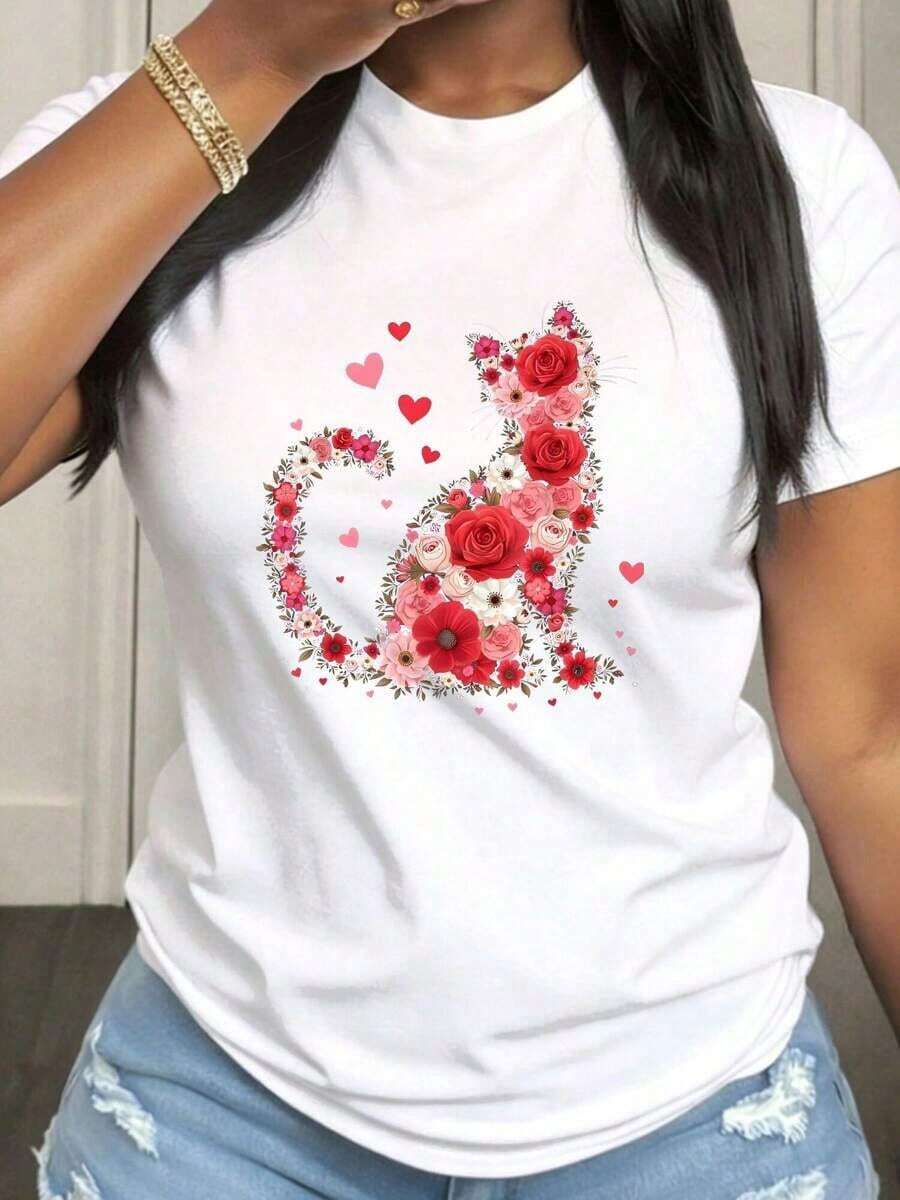 Happy Axolotl Day, Women's Casual Short Sleeve Crew Neck T-Shirt, Medium Elasticity Fabric Suitable For Spring, Summer And Autumn Casual Outfits, Machine Washable, Fun Design - White - View 1