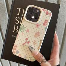 1pc TPU Material Playful Vacation Element Polka Dot Patchwork Pattern Phone Case, Compatible With Apple 17 Pro Max/17/16 Pro Max/15/13/12/11, S20 FE/A15/S24/A55, Note 11/Note 12/Note 13 Pro, Full-Body Shockproof Soft Protective Cover - White - View 2