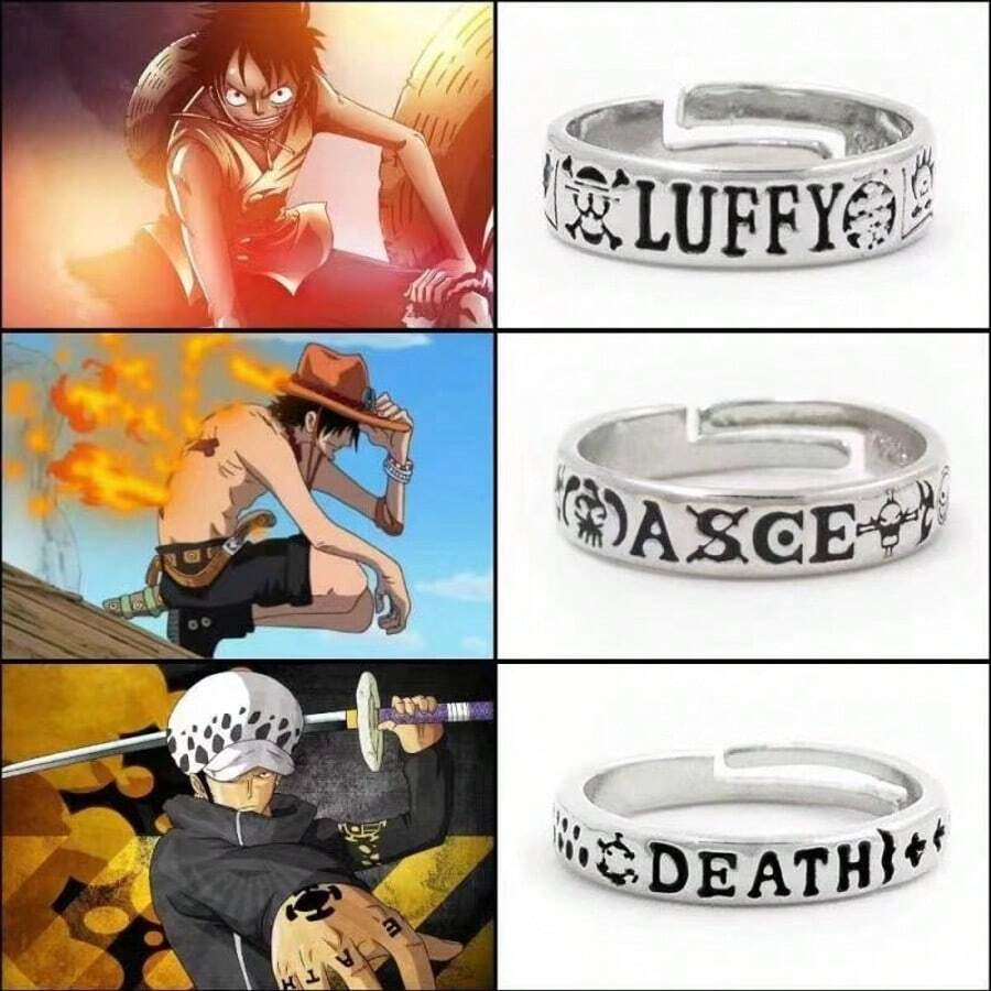 1pc One Piece Ace Fire Fist Ring Cosplay Accessory, Random Style, New Year/Valentine's Day/Easter Gift - Multicolor - View 1