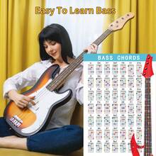Diagram Akord Bass 4 Senar & Bagan Not Papan Fret, Cocok Untuk Pemula Bass Dan Pelajaran Bass, Kertas Tebal 250g, Laminasi Dua Sisi, Tahan Lama - Baby Blue - View 6