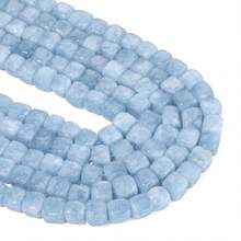 1 chuỗi hạt đá Aquamarine tự nhiên hình vuông 7mm, dạng rời, dùng để làm trang sức thủ công, vòng tay, dây chuyền. - Màu xanh nhạt - Xem 6