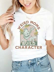 "Strange Moms Build Character" T-Shirt, Funny Homeschooling T-Shirt, Homeschooling Mom T-Shirts, Funny Gift For Mom, Funny Mom T-Shirts, Unisex Graphic Tees, Funny T-Shirt - 白色 - 查看 5
