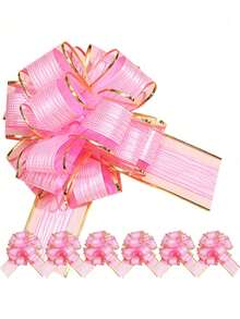 1/6/12pcs Pink Organza Bows, Satin Ribbon Bows, Suitable For Gift Wrapping, Wedding Decor, Car Decor, Basket Decor, Perfect For Valentine's Day, Wedding, Party, Birthday, Holiday Decor, Gift Decor - Multicolor - View 6