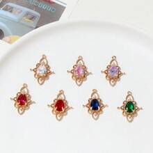 5pcs Colorful Zirconia Lace Edged Pendant, Vintage Style DIY Jewelry Findings For Bracelet, Necklace, Earrings - Multicolor - View 2