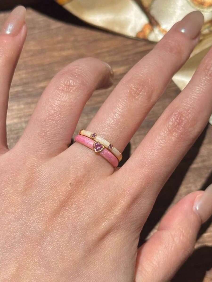 4pcs/Set Dopamine Retro Colorful Enamel Open Ring Set, French Elegant Stackable Rings, Fashion Personalized Jewelry Gift For Daily, Party, Holiday, Vacation, Unisex Accessory - Multicolor - View 1