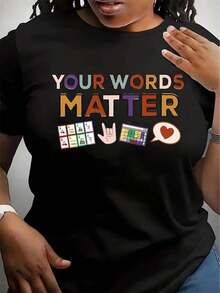 Camiseta "Tus Palabras Importan", Camiseta de Inclusión para Maestros AAC SPED, Regalo para Maestros de Neurodiversidad, BCBA, SLP, OT, Educación Especial del Lenguaje, Las Palabras Importan - Negro - Ver 6