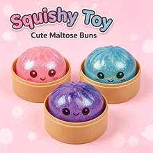 1pc Interesting Steamed Bun Squeezing Toy, Handmade Soft Design With Slow Rebound And Sticky, Suitable As Office, Christmas, Halloween, Easter And Birthday Gift, A Fun Squeezing And Sticking Game - Multicolor - View 1