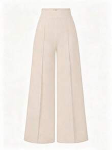 Pantalones anchos versátiles y casuales de estilo minimalista y estilizador para mujer de talla grande - Albaricoque - Ver 9