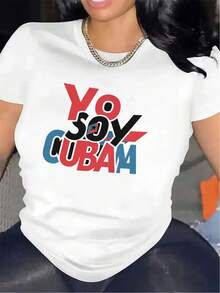 Camiseta con Diseño Yo Soy Cubano |   Duradera y ligera, ideal para cenas informales, ajuste cómodo, camiseta gráfica elegante para uso diario, tela transpirable, aspecto moderno, cuello redondo, tela de elasticidad media. Camiseta de algodón familiar coordinada. - Blanco - Ver 12