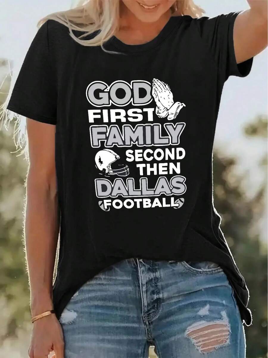 Women's American Football Jersey, Women's T-Shirts, Comfortable And Breathable Fabric, Ideal For Everyday Casual Wear And Watching Games - 黑色 - 查看 1