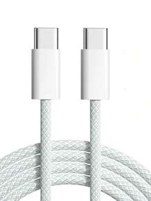 3英尺 USB-C 转 USB-C 充电线，兼容 17、16、15，加粗编织线，支持快速充电，适用于 17、16 Pro Max、15 Pro、16、16e、15、Air - 白色 + 粉色 + 蓝色 - 彩色 - 查看 11
