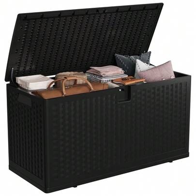 Resin Deck Box, Waterproof Lockable Outdoor Square Storage Container, Ideal For Package Delivery, Patio Cushions, Garden Tools And Pool Accessories