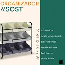 MUBSON Carrito Organizador Multiusos con 9 Compartimientos y Ruedas. Juguetero Organizador. Carrito Auxiliar SOST para Alacena, Baño, Recámara, Oficina. Cajonera. Gavetas Organizadoras Gris - Gris - Ver 5