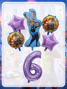 Disney Bộ bóng bay số chủ đề Zootopia, bóng bay hình Judy Hopps & Nick Wilde cho các dịp sinh nhật quan trọng, nâng tầm trang trí sinh nhật cột mốc của bạn với bộ bóng bay chủ đề Zootopia sống động này, gồm hai bóng bay tròn hình chân dung Judy & Nick, hai bóng bay hình ngôi sao màu tím và một bóng bay số màu tím ánh kim tùy chọn. - Bóng bay - Xem 9